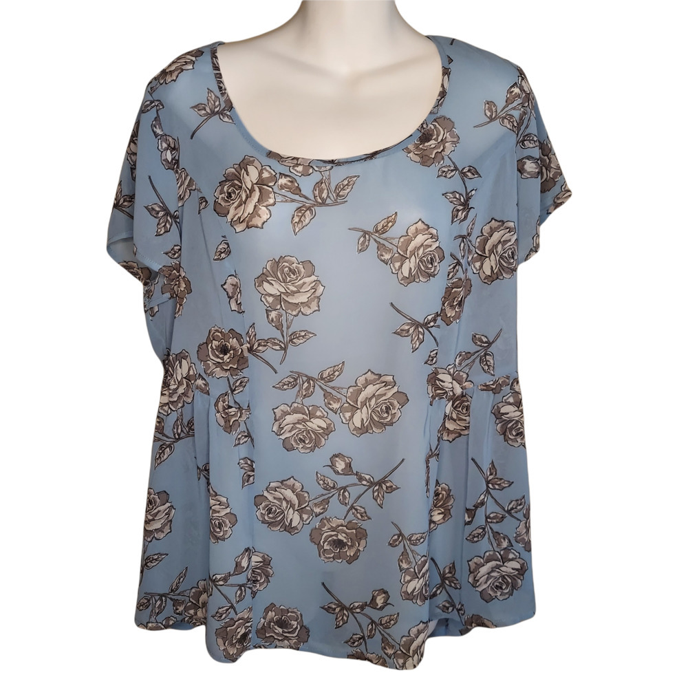 Torrid Women's Short Sleeve Sheer Floral Peplum Top Size 0